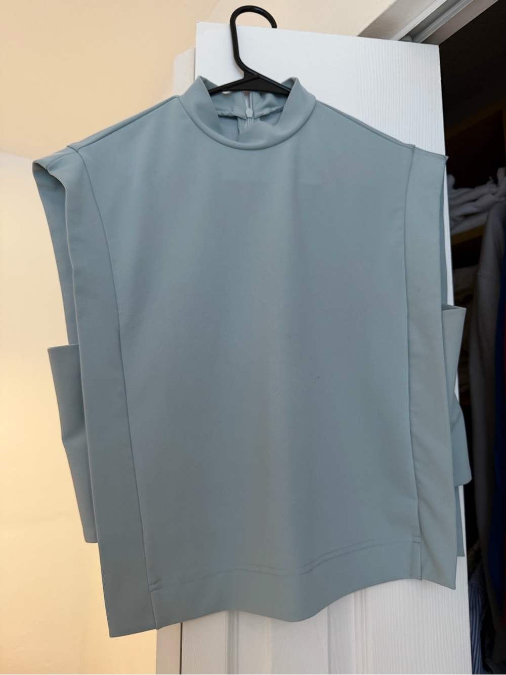 MOTF Sleeveless Mock Neck Tunic in Sage Blue
